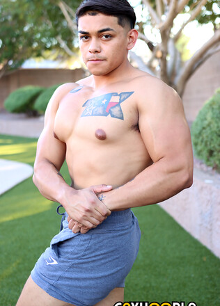 Bulky Marine George Silva Busts And Licks His Cum Off His Stomach!