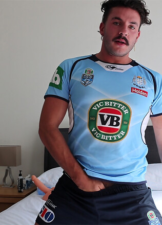 Our sexy mate Zak is stripping out of his footy gear