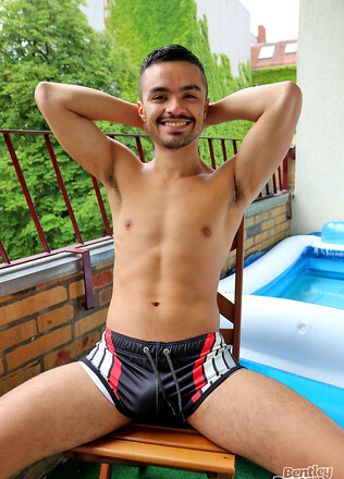 Pool boy Pablo Pen splashing about in my balcony pool